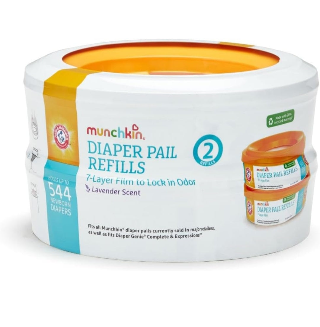 Munchkin Arm & Hammer Diaper Pail Refill Rings, Holds up to 544 Newborn Diapers - (2 Pack)