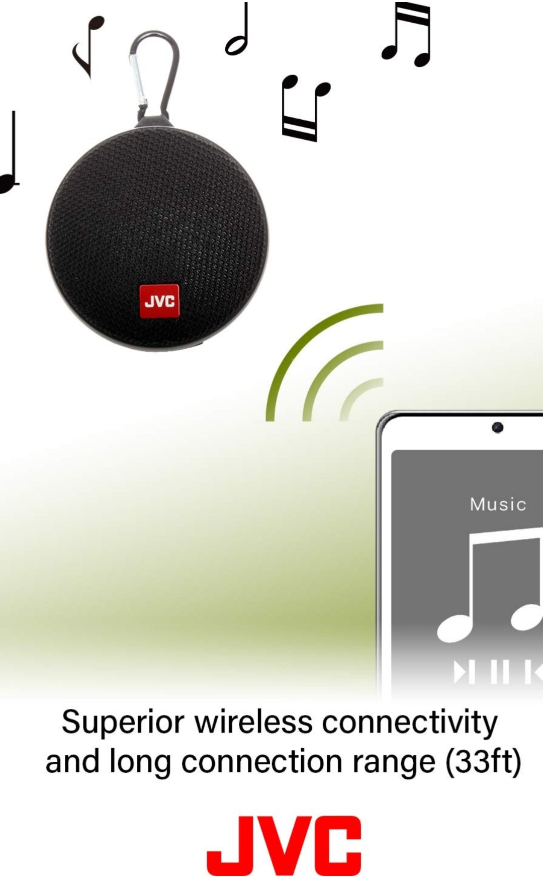 JVC Draagbare Koordlose Luidspreker met Omringklank, Bluetooth 5.0, Waterdig IPX4, 7-Uur Batterylewe - SPSA2BTB (Swart)