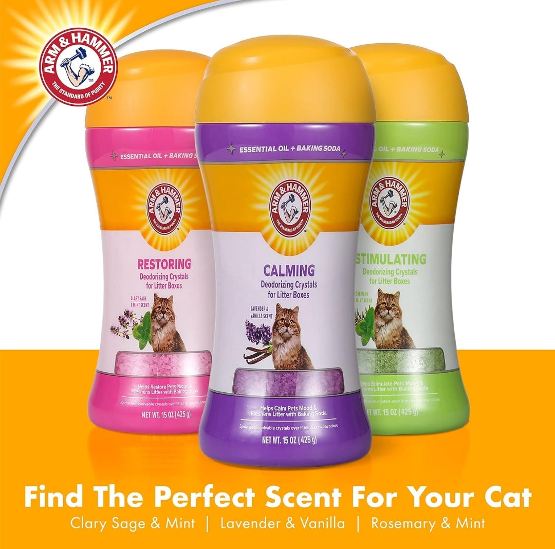 Arm & Hammer Cat Crystal Deodorizer for Litter Box - Calming Lavender & Vanilla Scented Cat Litter Smell Eliminator -(15 Oz)