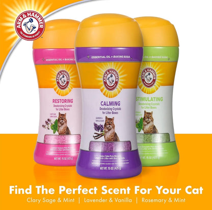 Arm & Hammer Cat Crystal Deodorizer for Litter Box - Calming Lavender & Vanilla Scented Cat Litter Smell Eliminator -(15 Oz)