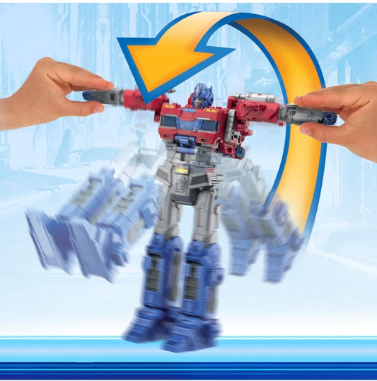 Transformers One-fliek Power Flip Optimus Prime (Orion Pax) Omskakelende Aksiefiguur, 4 Modusse, 10-duim Interaktiewe Elektroniese Speelding, Liggie & Klank, 6+