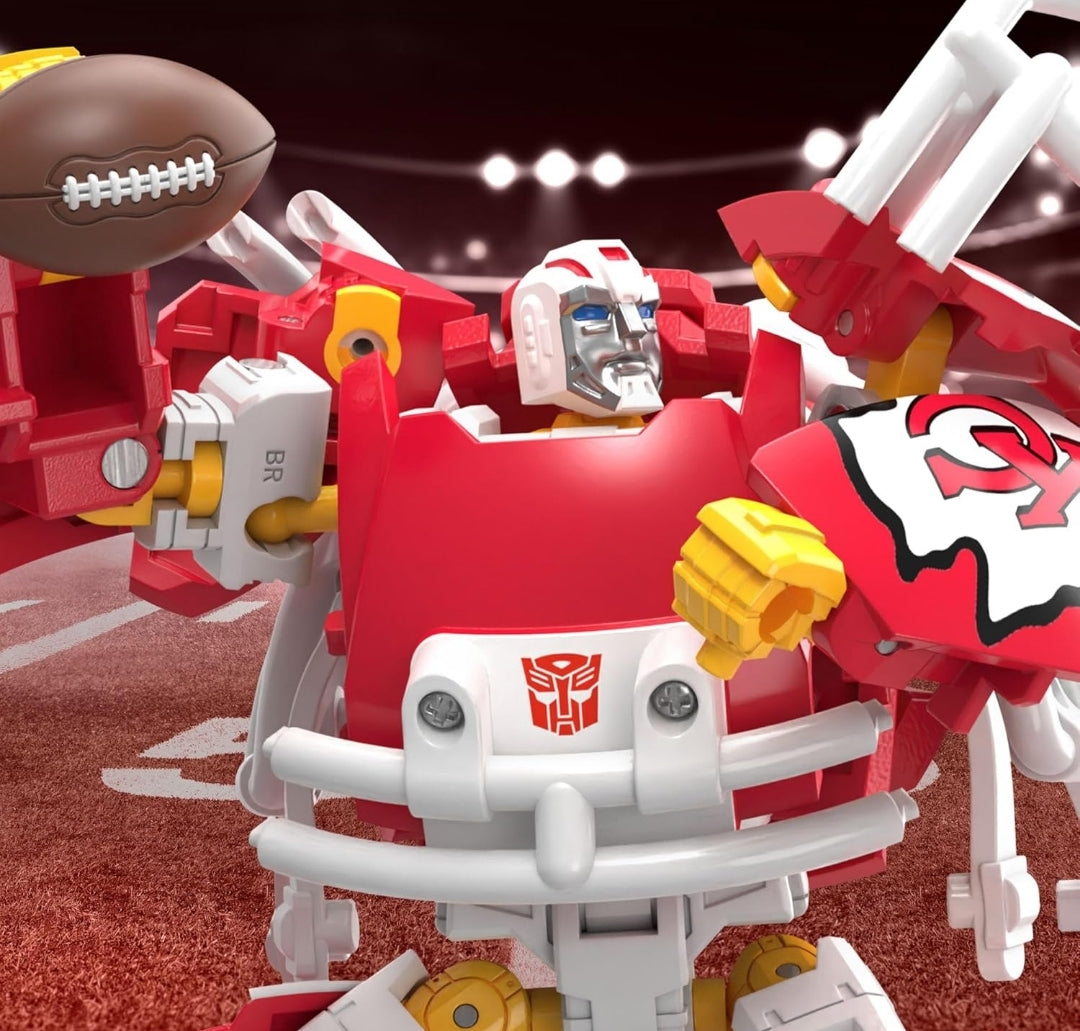 Transformers NFL Kansas City Chiefs KC-59, 5.5-Inch Action Figure Changes from Robot to Helmet, Football Toys for Ages 8+
