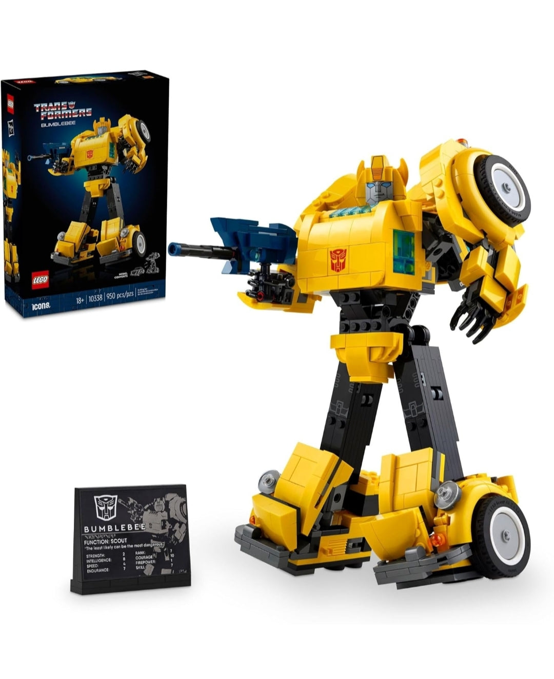 LEGO Icons Transformers Bumblebee Action Figure, Collectible Robot Gift Converts to Vehicle Mode -10338