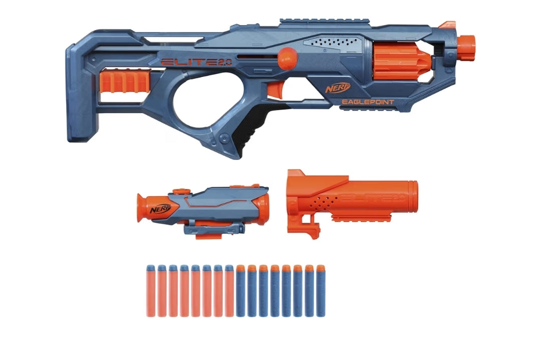 Nerf Elite 2.0 Eaglepoint RD-8 Blaster - Detachable Scope and Barrel, 16 Official Elite Darts