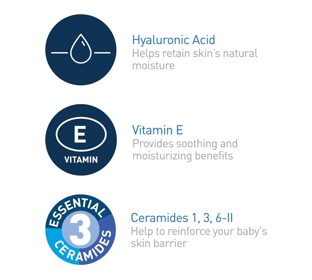 CeraVe Bébé Lavage & Shampooing, Sans Parfum, Paraben ni Sulfate pour un Bain de Bébé sans Larmes (237 ml)