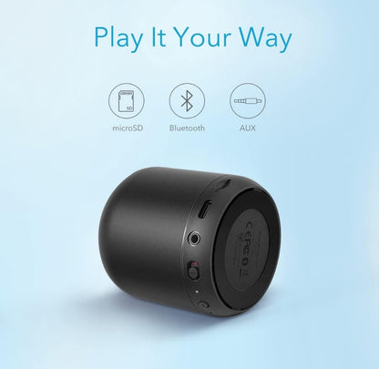 Soundcore Anker Mini, Super-Portable Bluetooth Speaker with FM Radio, 15-Hour Playtime, 66 ft Bluetooth Range, Enhanced Bass, Noise-Cancelling Microphone for Leisure and Work Use
