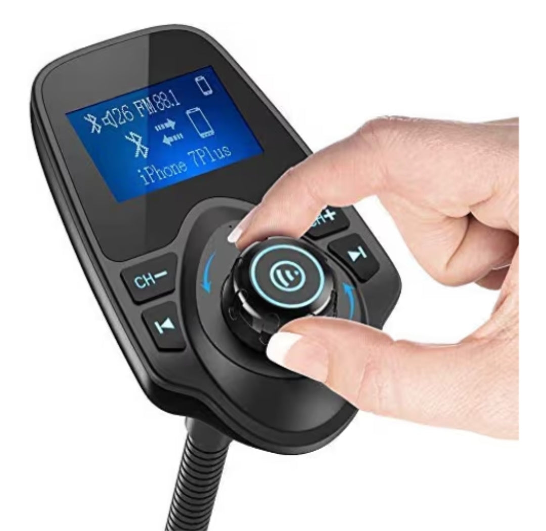 Bluetooth Motorkar FM Versender Klankadapter Ontvanger Koordlose Handsfree Voltmeter Motorkit TF Kaart AUX 1.44 Vertoning - Swart Mat