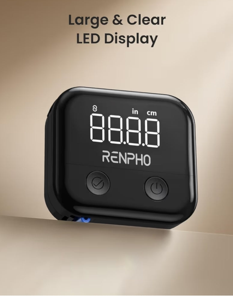Smart Body Measuring Tape, Rechargeable Tape Measure w/ LED Display with App for Weight Loss & Fitness Shape, Retractable, 60in /150cm (Black)