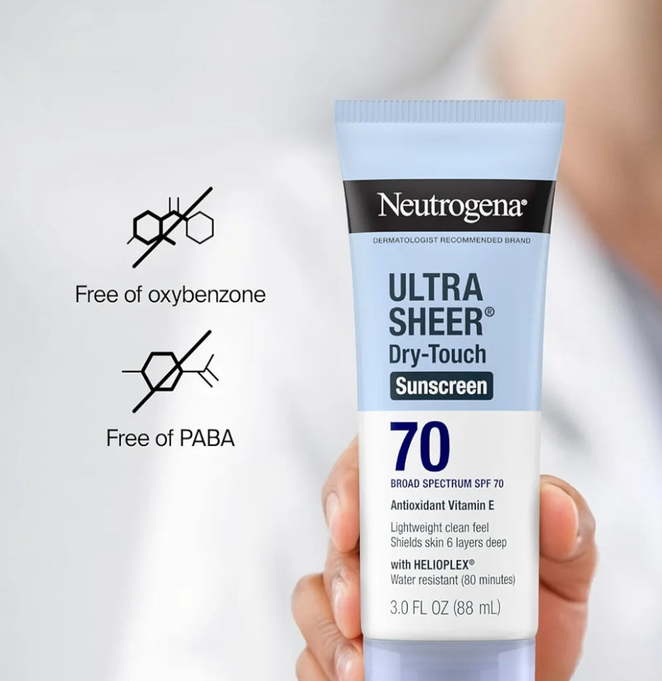 Neutrogena Ultra Sheer Dry-Touch Sonblokmelk SPF 70 Waterbestand Olievry Mat Afwerking (Reisgrootte 3 Fl Oz)