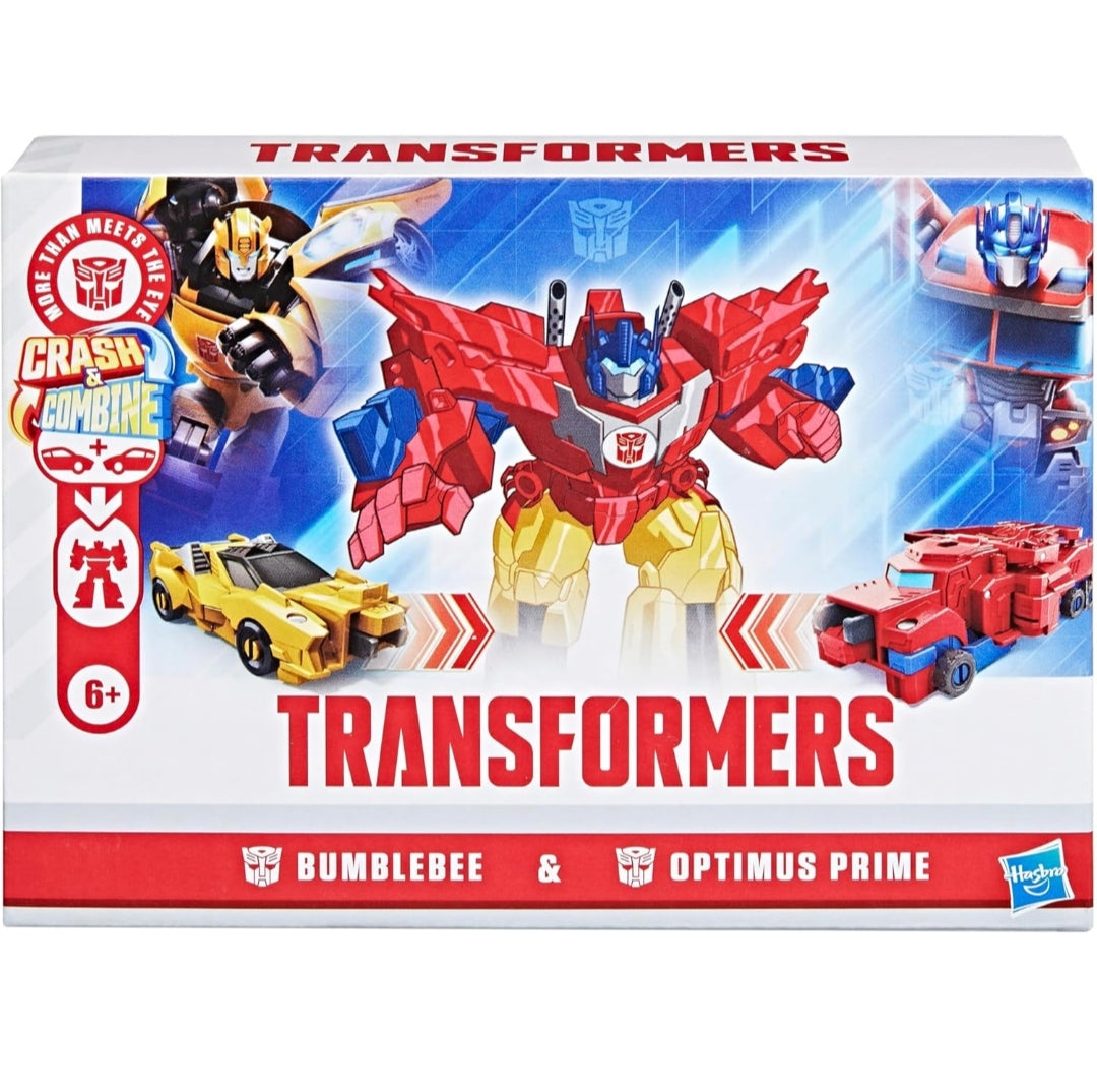 Transformers Crash & Combine Heroes, 3.75-Inch Converting Bumblebee and Optimus Prime Action Figures, Robot Toys for Kids 6 and Up (Amazon Exclusive)