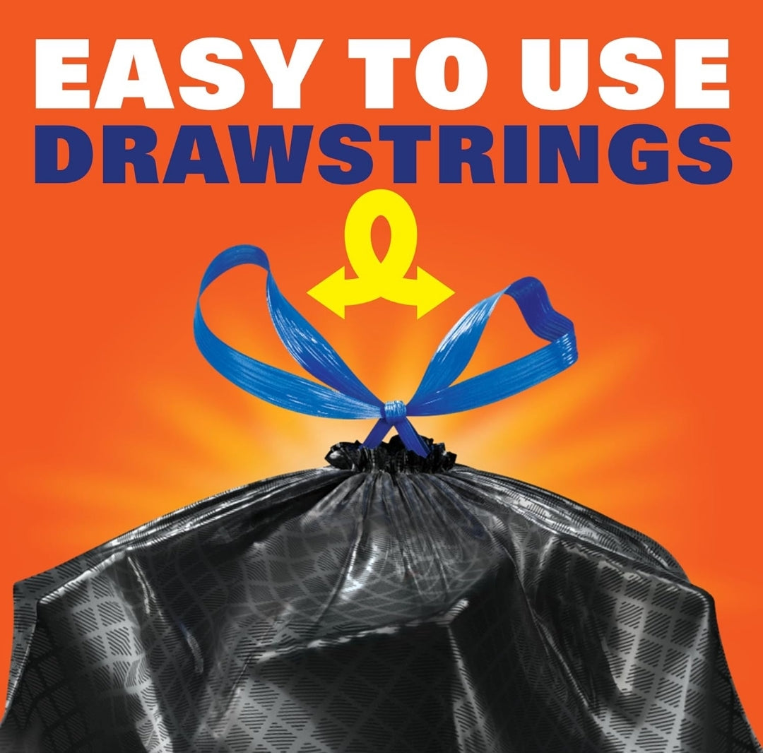 Hefty Ultra Strong 30 Gallon Trash Bags 30 Gallon Size Drawstring Closure (Black) Fabuloso Scent