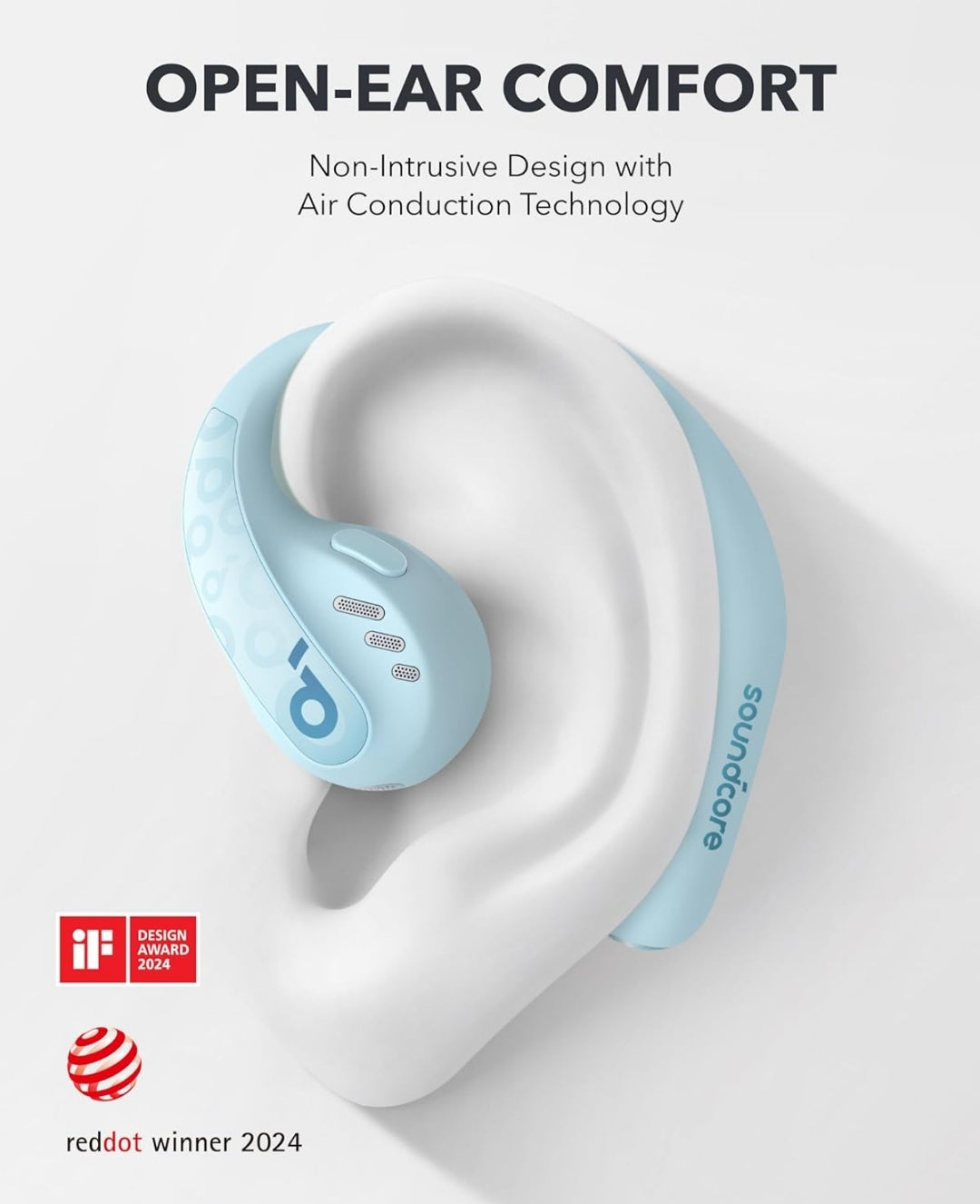 Soundcore by Anker AeroFit Pro Open-Ear Headphones, Ultra Comfort, Secure Fit, Ergonomic Design, Rich Sound with LDAC, Bluetooth 5.3, IP55 Water-Resistant, 46H Playtime, App Control, Wireless Earbuds