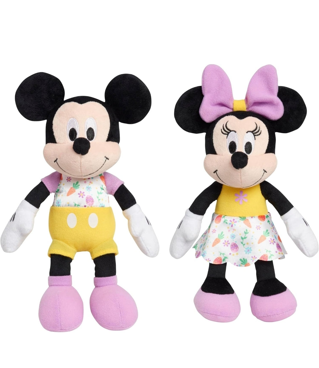 Just Play Disney Easter Mickey Mouse and Minnie Mouse Small Plushie Stuffed Animal, 2-Pieces, Easter Basket Stuffers, Kids Toys for Ages 2 Up