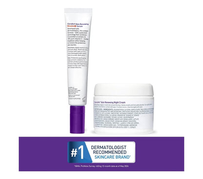 CeraVe Vitamien C Serum en Nagroom Velversorgingstel, Verhelderende Serum + Hialuronzuur, Reisbenodigdhede + 1.7oz Bevogtiger