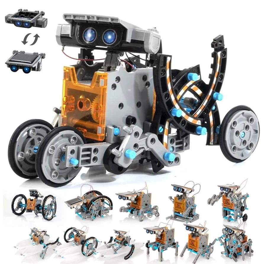 14-in-1 Solar Robot Kit Educational STEM Science Toy, DIY Solar Power Building Kit - Robotic Set Toys (Gray)