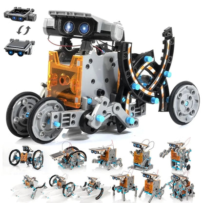 14-in-1 Solar Robot Kit Educational STEM Science Toy, DIY Solar Power Building Kit - Robotic Set Toys (Gray)