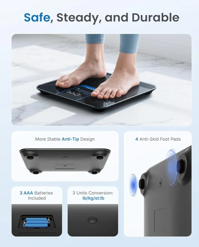 Bundle Scale for Body Weight with 7-Day Weight Trend and Smart Body Measuring Tape