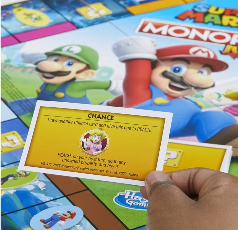 Monopoly Junior Super Mario Edition Board Game - Explore The Mushroom Kingdom as Mario, Peach, Yoshi, or Luigi
