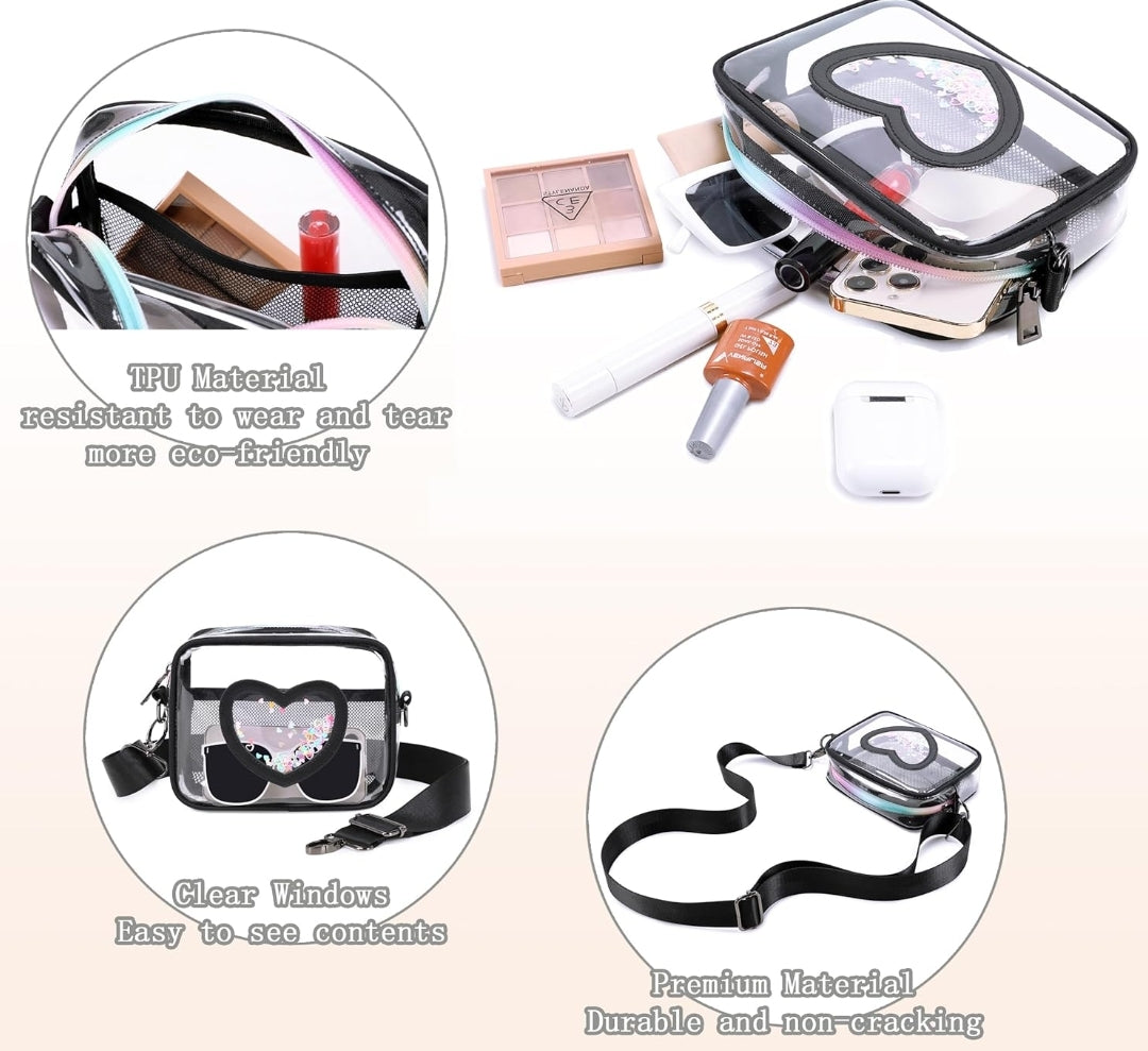 Clear Crossbody Bag for Women Girls Kids Purse Toddlers Shoulder Messenger Handbags Transparent Bags Wallet Pouch