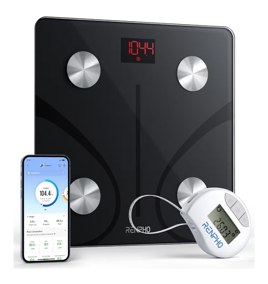 Digital Bluetooth Smart Scale w/ Tape Measure for Body Measuring, Weight Loss, Muscle Gain
