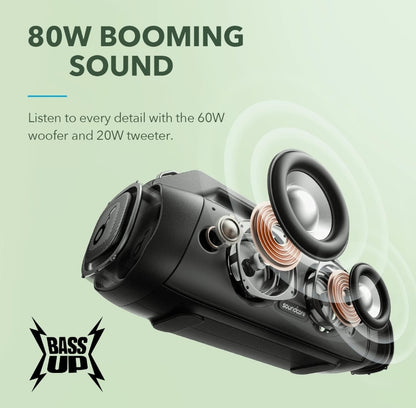 Soundcore Anker Motion Boom Plus IP67 Outdoor Speaker with 80W Stereo Sound, Black