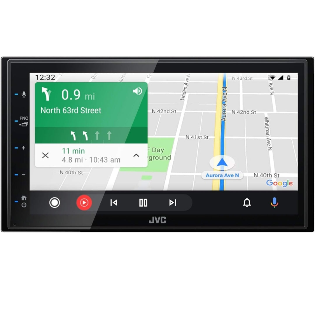 JVC KW-M560BT Apple CarPlay Android Auto Multimedia Speler met 6.8" Kapasitiewe Raakskerm, Bluetooth Oudio en Hands-Free Oproepe, MP3-Speler, Dubbel DIN, 13-Band EQ, SiriusXM, AM/FM Motorradio