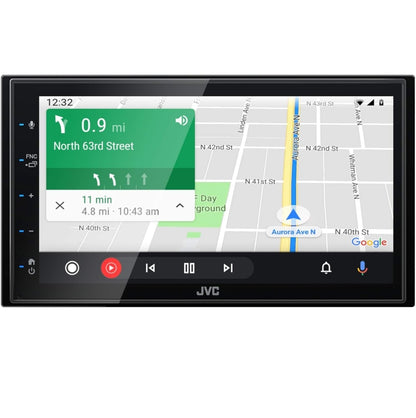 JVC KW-M560BT Apple CarPlay Android Auto Multimedia Speler met 6.8" Kapasitiewe Raakskerm, Bluetooth Oudio en Hands-Free Oproepe, MP3-Speler, Dubbel DIN, 13-Band EQ, SiriusXM, AM/FM Motorradio