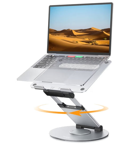 Teleskopiese 360 Roterende Skootrekenaarstaander vir lessenaar Verstelbare Hoogte Swivel Uitskuifontwerp Ergonomiese Skootrekenaarverhoger Pas alle 10-17" – Silwer