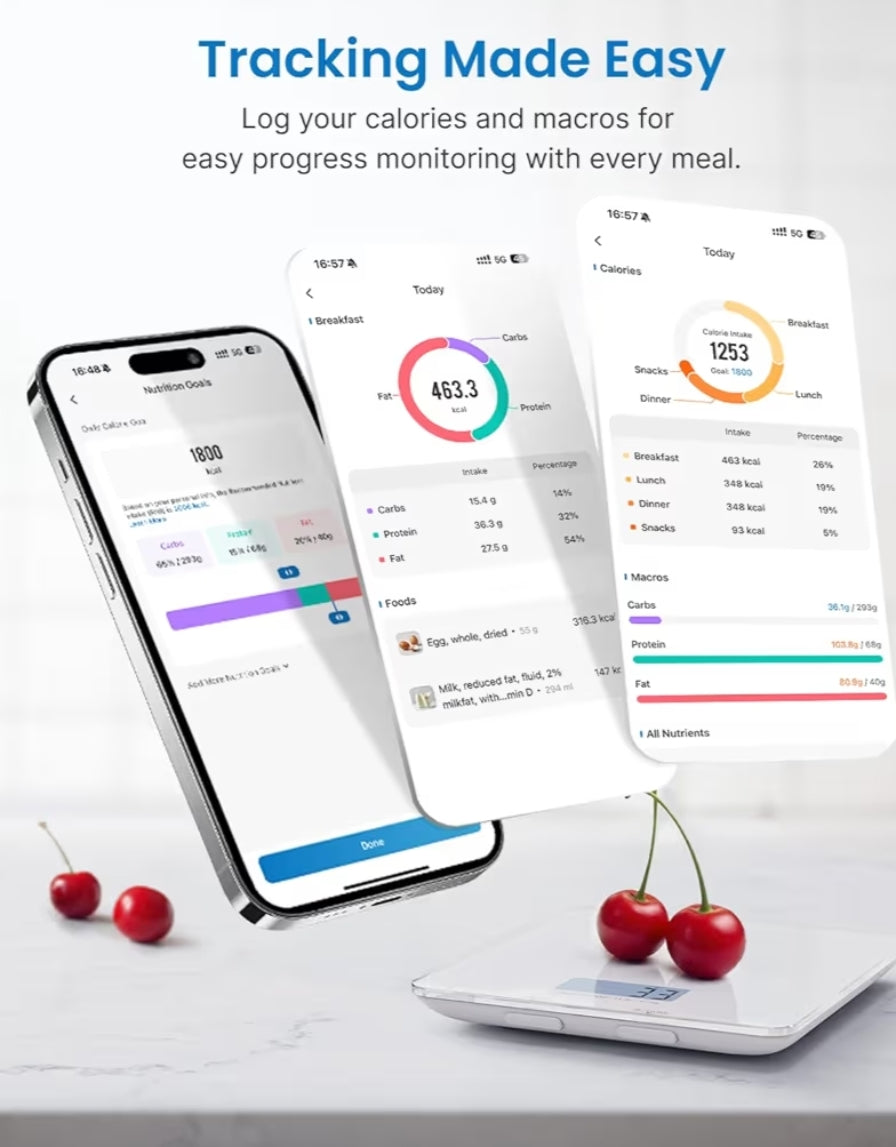 Bundle Smart Scale for Body Weight, 8-Electrode Body Composition Scale with BMI and Smart Food Scale