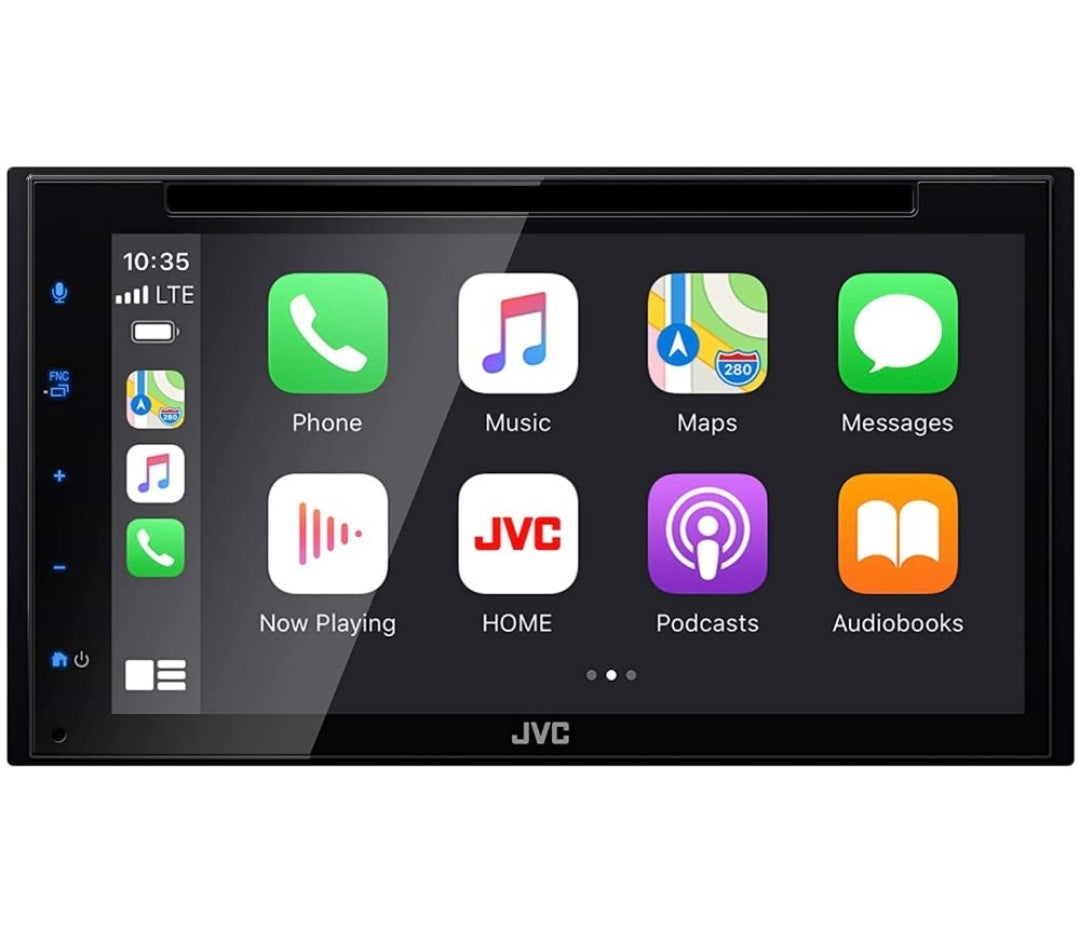 JVC KW-V660BT Apple CarPlay Android Auto DVD/CD-speler met 6.8" Kapasitiewe Raakskerm, Bluetooth Oudio en Hands-free Oproepe, MP3-speler, Dubbel DIN, 13-band EQ, SiriusXM, AM/FM Motorradio
