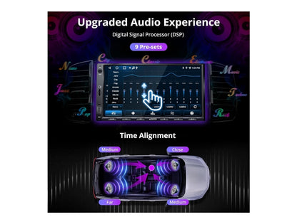 7" Android Dubbel DIN Motorstereo, Koordlose CarPlay & Android Auto, Wi-Fi/Bluetooth/USB Raakskerm Motorradio, Trukamera, MirrorLink, DSP/FM/AM/SWC