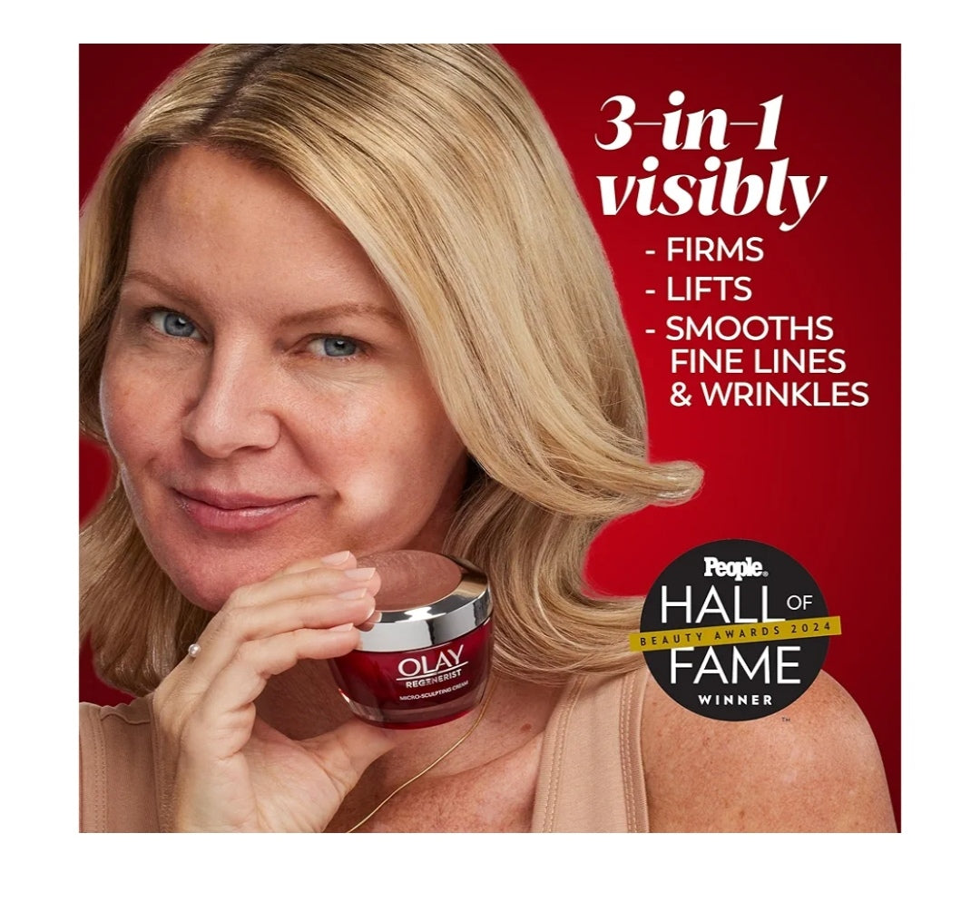 Olay Gesigbevogtiger, Regenerist Mikro-beeldhouroom Versterkende Velversorging - Hialuronzuur, Niasienamied, Aminopeptiede (1.7 Oz)