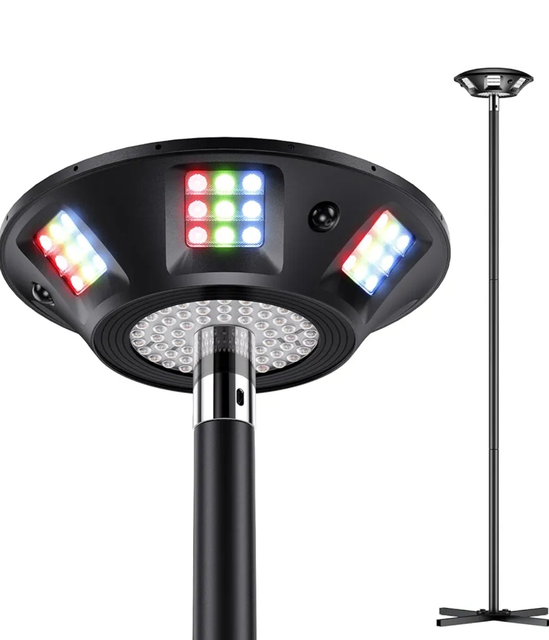 Outdoor Lamp Post Lights, 2000LM High White Brightness w/ 6 Zones RGBIC Lighting Effect for Outdoor Decor, Double Sensor Integrated, IP66 Waterproof, Work with Alexa, Google Assistant