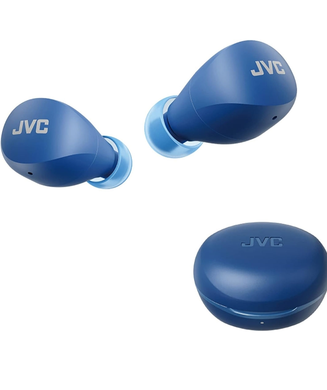 JVC Compact and Lightweight Gumy Mini True Wireless Earbuds Headphones, Long Battery Life (up to 23 Hours), Sound with Neodymium Magnet Driver, Water Resistance (IPX4) - HAA6TA (Blue)