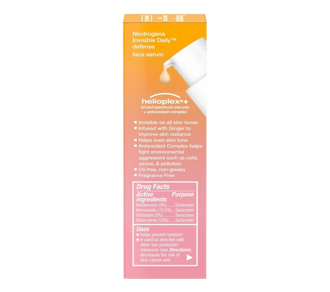 Neutrogena Invisible Daily Defense Broad Spectrum SPF 60 Antioxidante Hidrerende Gesigsonblokserum Sonder Geur (1.7 Fl Oz)
