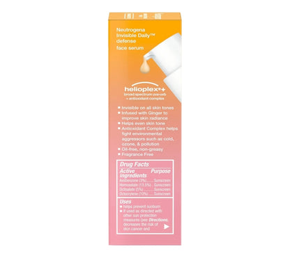 Neutrogena Invisible Daily Defense Broad Spectrum SPF 60 Antioxidante Hidrerende Gesigsonblokserum Sonder Geur (1.7 Fl Oz)