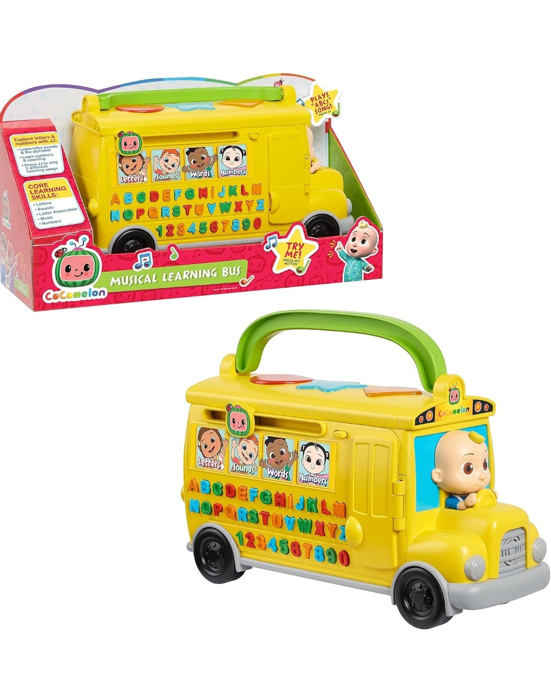 CoComelon Musical Learning Bus, Number and Letter Recognition, Phonetics, Yellow School Bus Toy Plays ABCs and Wheels on the Bus, Officially Licensed Kids Toys for Ages 18 Month by Just Play