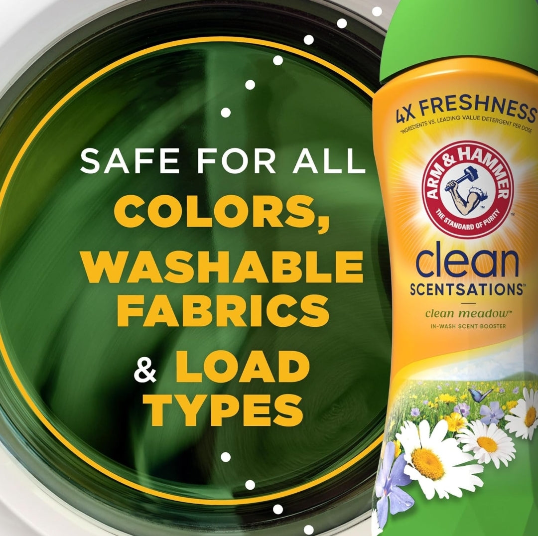 Arm & Hammer Clean Scentsations In-Wash Scent Booster - Clean Meadow 24 oz, Pack of 4