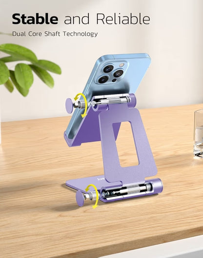 Dubbele Opvoubare Ten volle Verstelbare Opvoubare Foonstaander-dok versoenbaar met iPhone 11-17 Pro Max Xs Xr X 8, Nintendo Switch, Alle Fone - (Pers)