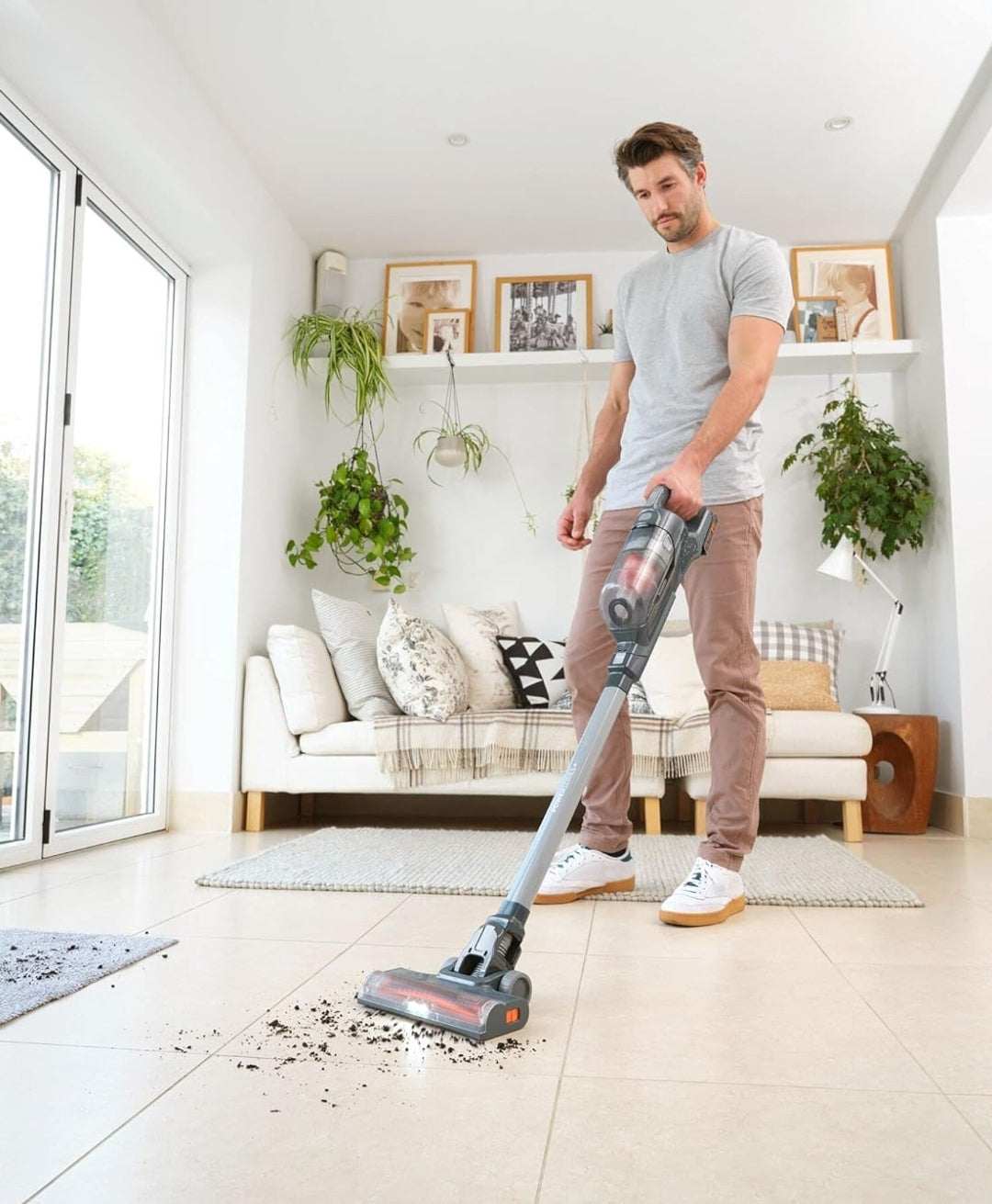BLACK+DECKER POWERSERIES+ 20V MAX Cordless Vacuum Cleaner, Stick Vacuum Rechargeable with LED Floor Lights, Anti-Tangle Lightweight, Removable Battery (BHFEA18D1)