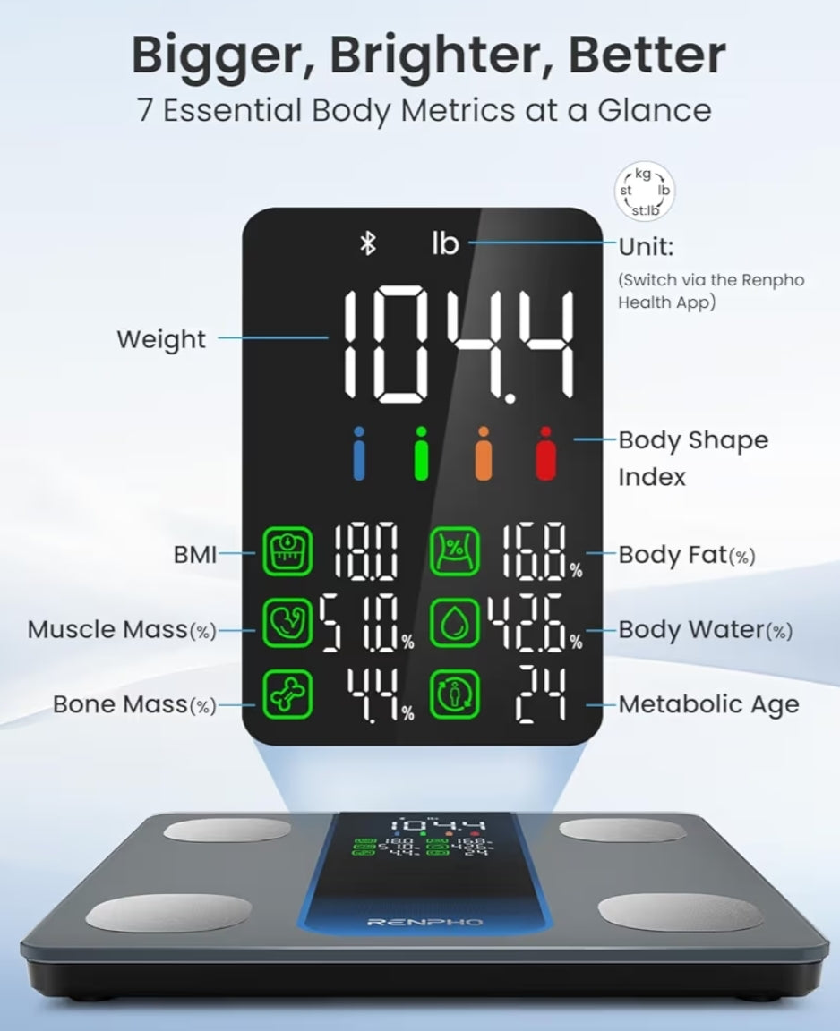 Digital Food Scale with Smart Scale for Body Weight with Large LED Display