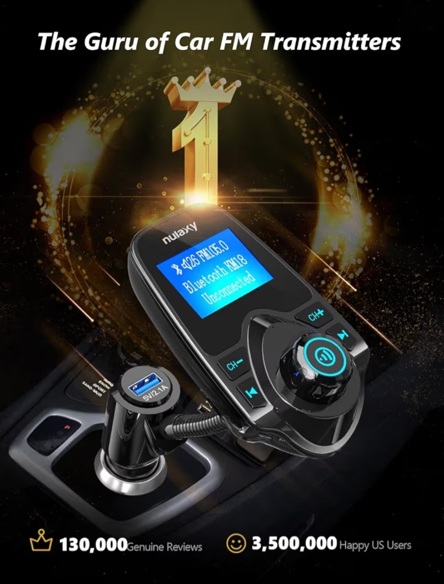Bluetooth FM-sender 1.44" Skerm, Handsfree Oproep Draadlose Musiek Stereo Oudio Speler Radio Adapter Motorstel USB Telefoonlaaier, TF SD Kaart AUX