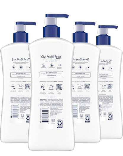 Vaseline Intensive Care Body Lotion 4 Pack Sensitive Skin Relief For Dry Skin With Colloidal Oatmeal and Ultra-Hydrating Lipids 20.3 oz