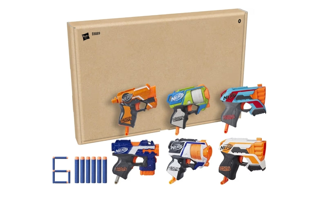 NERF MicroShots 6-Blaster Bundle - 6 Mini Dart-Firing Elite Blasters and 6 Official Elite Darts