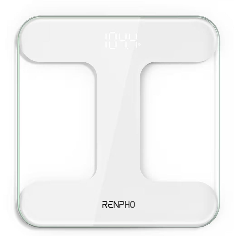 Digital Scale for Body Weight, Highly Accurate Weighing Machine w/ Transparent Tempered Glass, Clear LED Display - 400 lb (White)