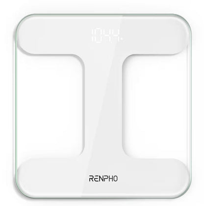 Digital Scale for Body Weight, Highly Accurate Weighing Machine w/ Transparent Tempered Glass, Clear LED Display - 400 lb (White)