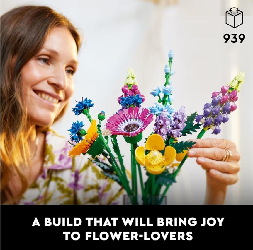 LEGO Botanicals Kunsmatige Veldblomruiker - Binnenshuise Blomme Boustel vir Huis, Kombuis, Lessenaardekorasie