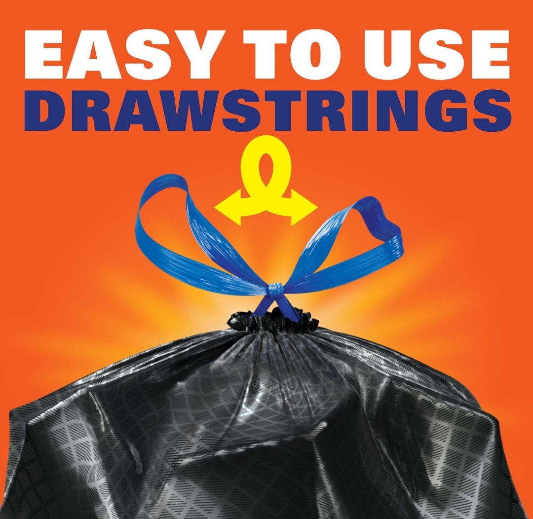 Hefty Ultra Strong 30 Gallon Trash Bags 30 Gallon Size Break Resistant Drawstring Closure  (Black) White Pine Breeze Scent