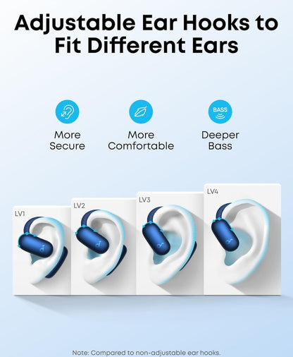 Soundcore AeroFit 2 by Anker, Open-Ear Headphones, Translation Earbuds Real Time, 4 Adjustable Positions for Every Ear Size, 2x Richer Bass, Hi-Res, 42H Playtime, IP55,AI Clear Calls,Wireless Charging