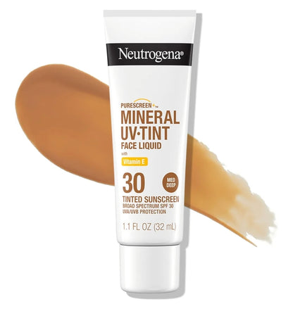 Neutrogena Purescreen+ Getinte Sonskerm vir Gesig SPF 30, Breëspektrum met Sinkoksied, Vitamien E, sonder Geurmiddels, Medium Donker – (32 ml)